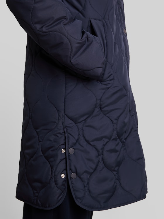 Lightweight quilted coat with hood - sky captain blue