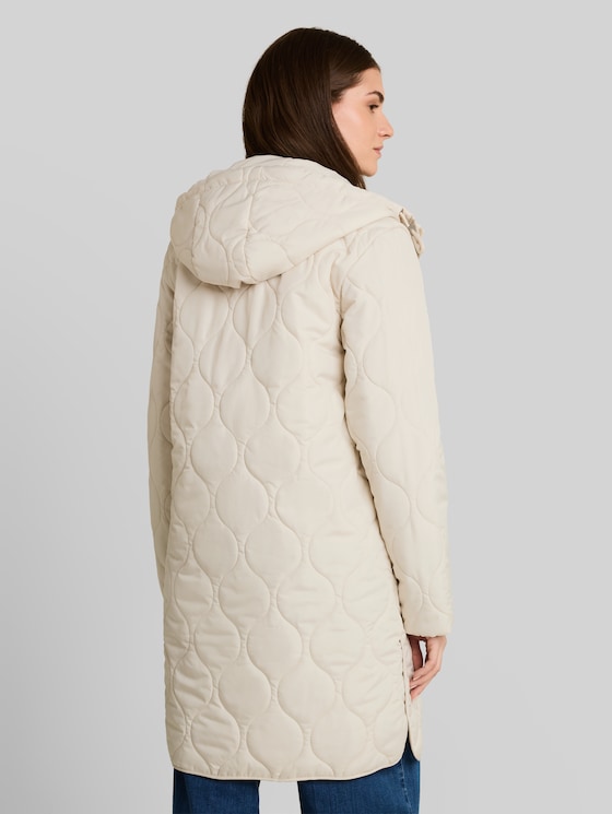 Lightweight quilted coat with hood - cold beige