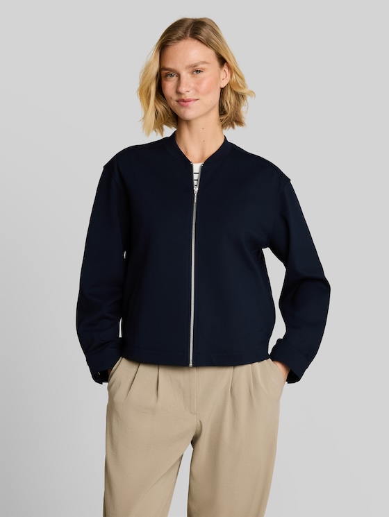 Loose-fit jacket with bomber collar - sky captain blue