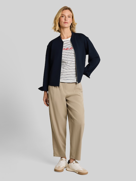 Loose-fit jacket with bomber collar - sky captain blue