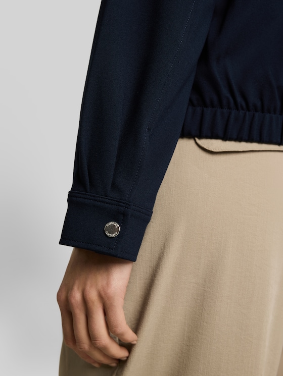 Loose-fit jacket with bomber collar - sky captain blue