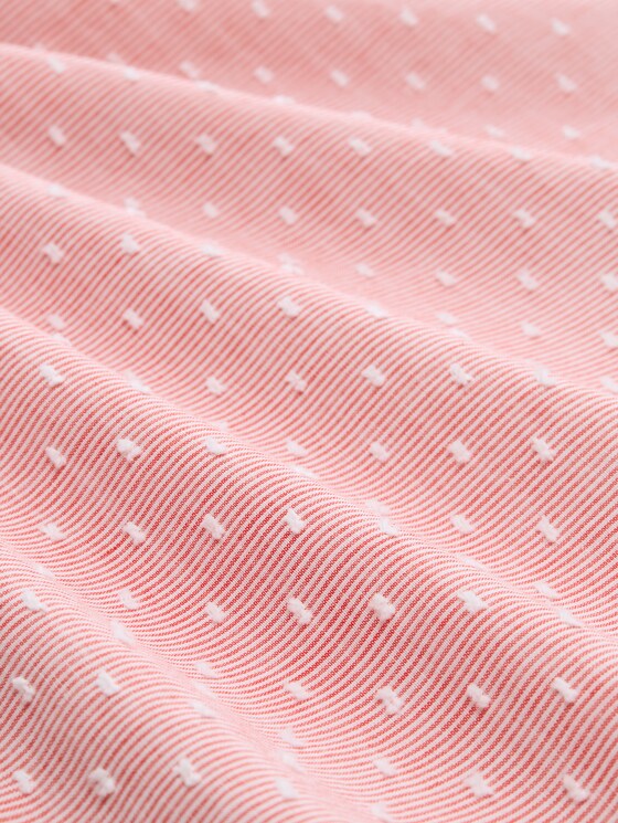 Loose-fit blouse with embroidery - red dobby stripe