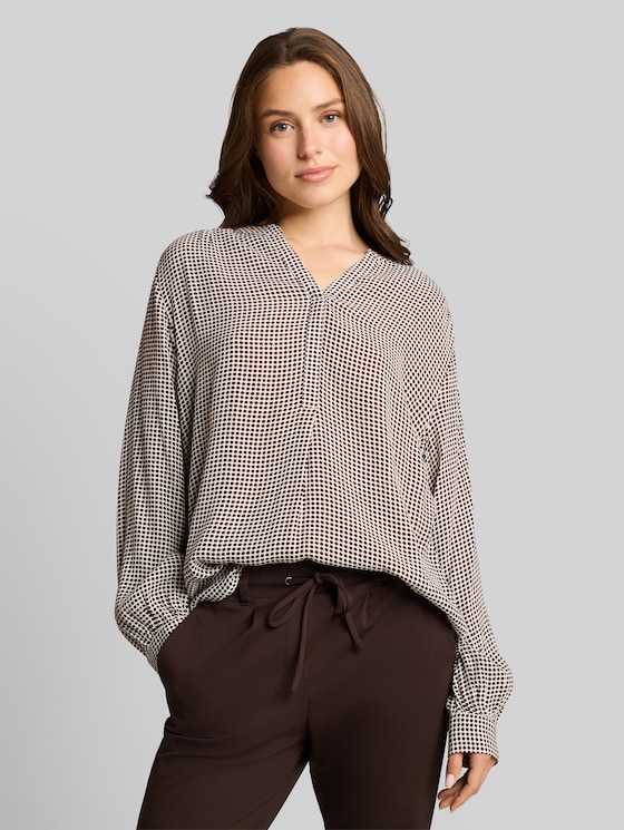 Viscose blouse - small brown dot print