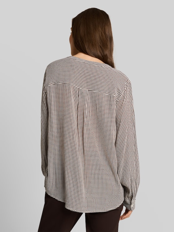 Viscose blouse - small brown dot print