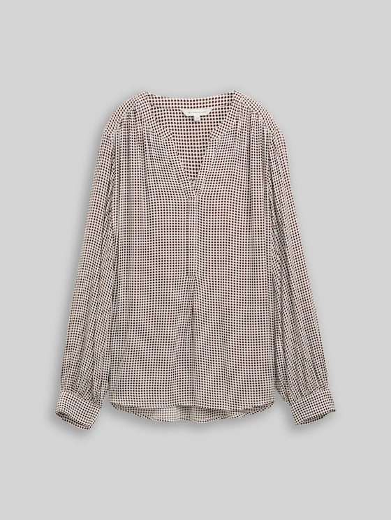 Viscose blouse - small brown dot print