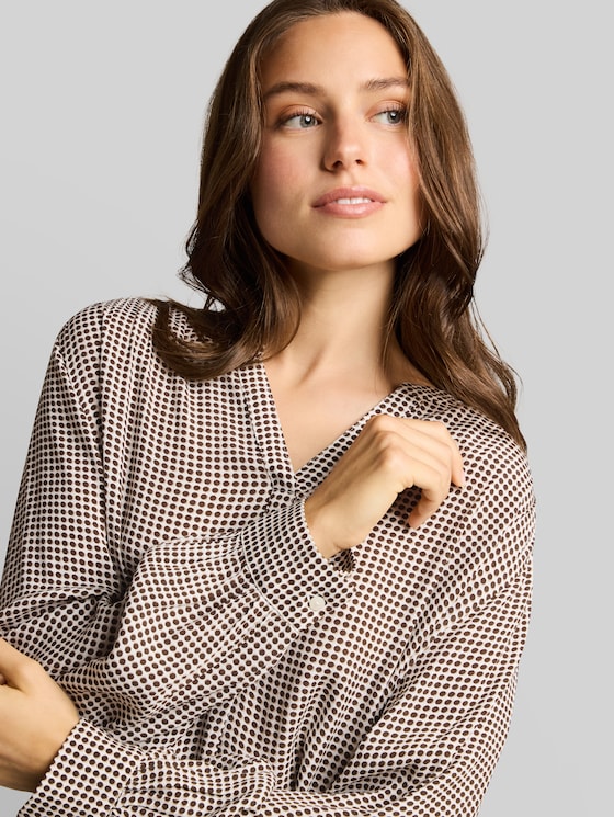 Viscose blouse - small brown dot print