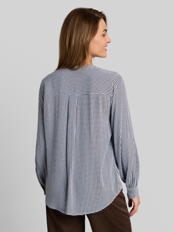 Viscose blouse - small blue brown dot print