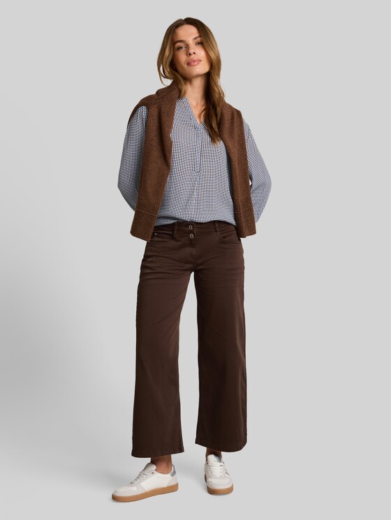Viscose blouse - small blue brown dot print