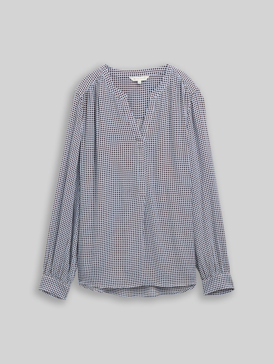 Viscose blouse - small blue brown dot print