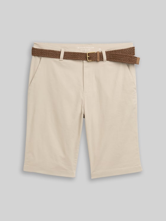 Regular chino shorts with belt - Cashew Beige
