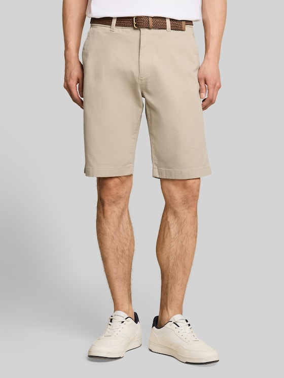 Regular chino shorts with belt - Cashew Beige