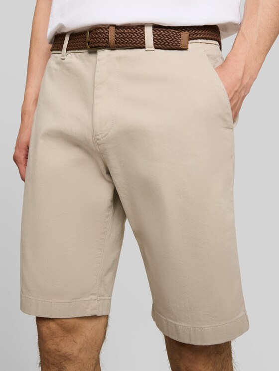 Regular chino shorts with belt - Cashew Beige