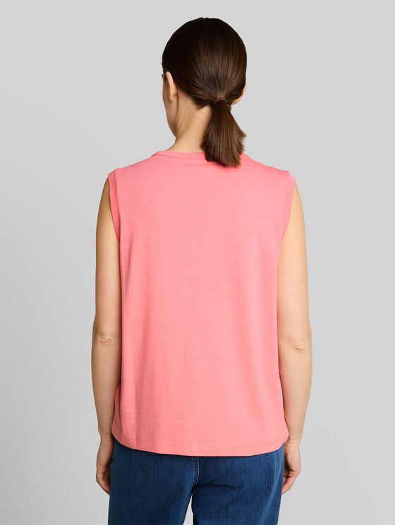 Henley top with gathers - soft fuchsia pink