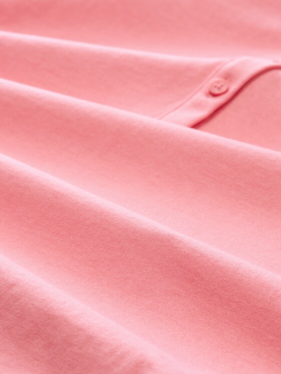 Henley top with gathers - soft fuchsia pink