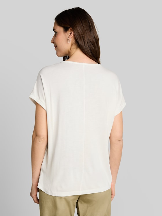 Loose-fit T-shirt in a mix of fabrics - Whisper White
