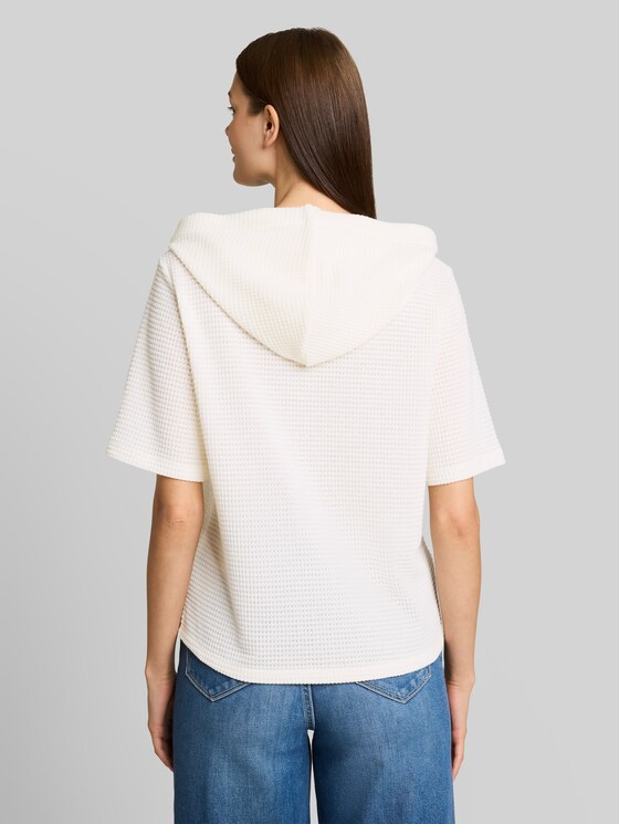 Loose-fit jacquard hooded sweatshirt - Whisper White