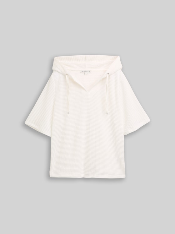 Loose-fit jacquard hooded sweatshirt - Whisper White