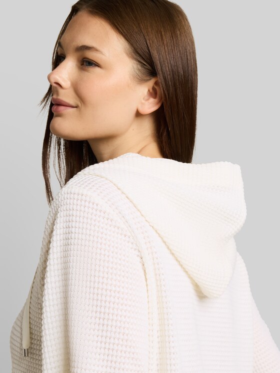 Loose-fit jacquard hooded sweatshirt - Whisper White