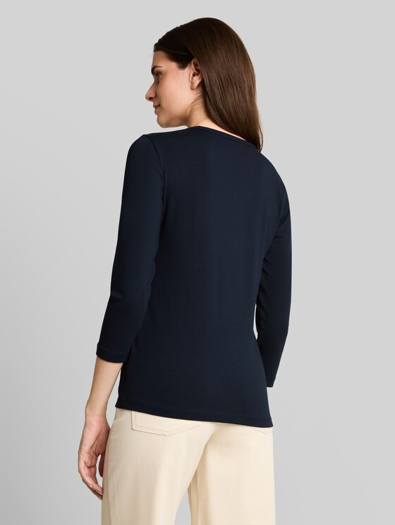 Basic long-sleeved top with a V-neck - sky captain blue