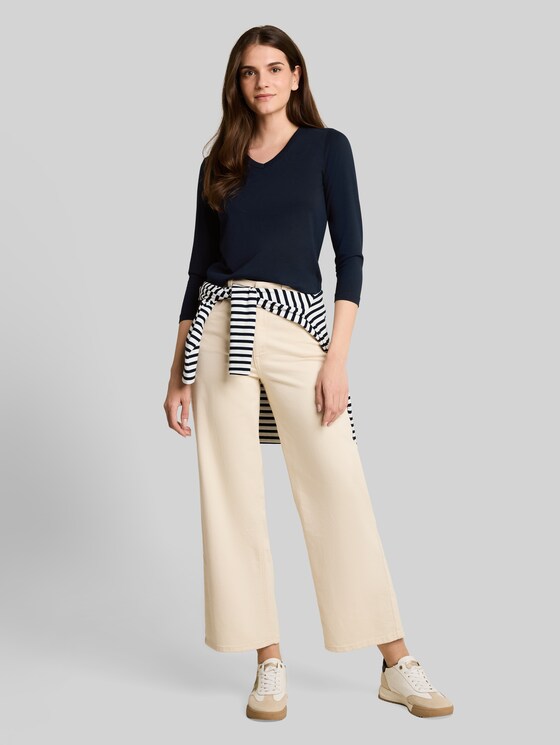 Basic long-sleeved top with a V-neck - sky captain blue