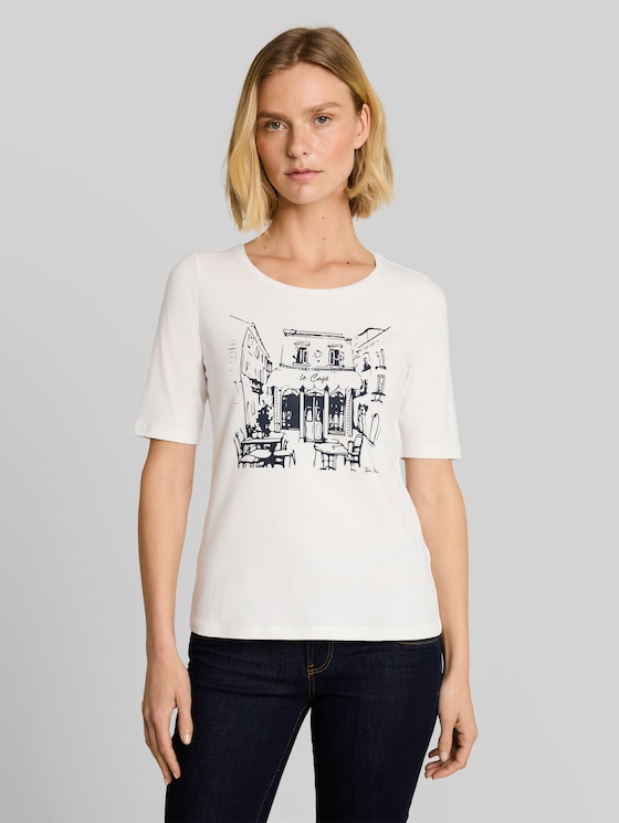 Slim-fit T-shirt with print - Whisper White