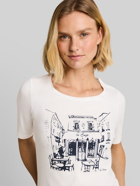 Slim-fit T-shirt with print - Whisper White