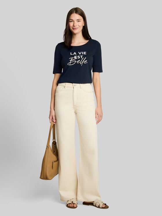 Slim-fit T-shirt with print - sky captain blue