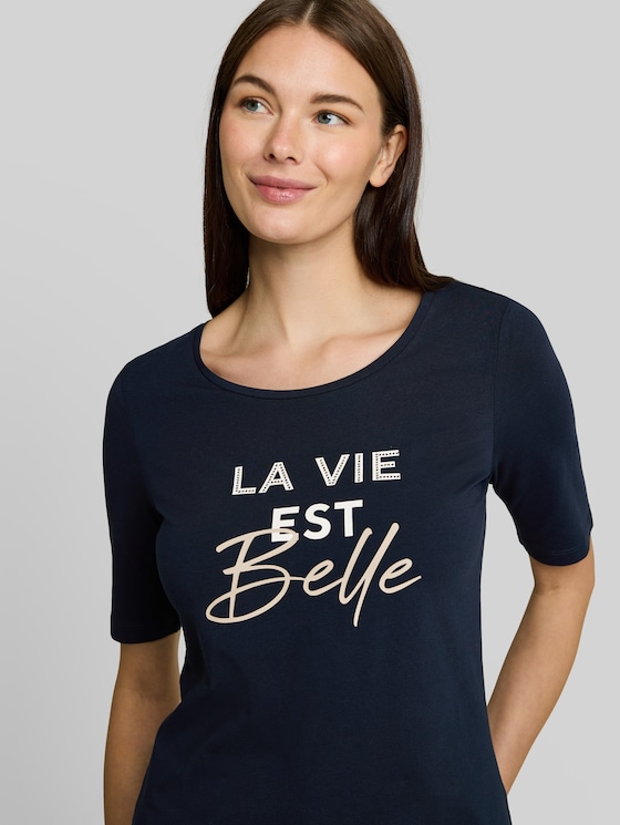 Slim-fit T-shirt with print - sky captain blue