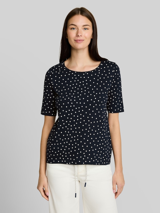 T-shirt with polka dot pattern - navy white small dot design