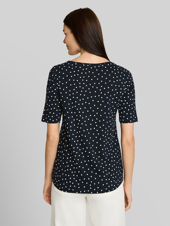 T-shirt with polka dot pattern - navy white small dot design