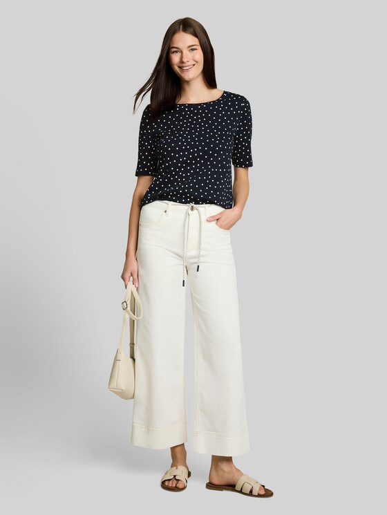 T-shirt with polka dot pattern - navy white small dot design