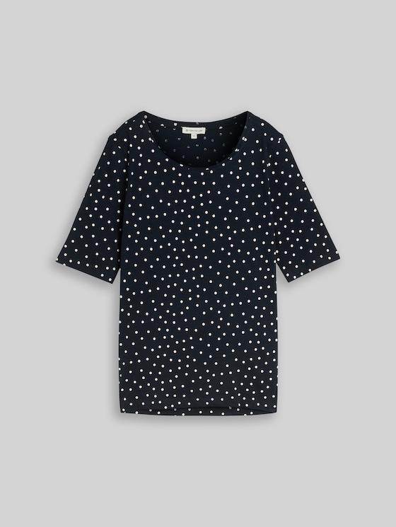 T-shirt with polka dot pattern - navy white small dot design
