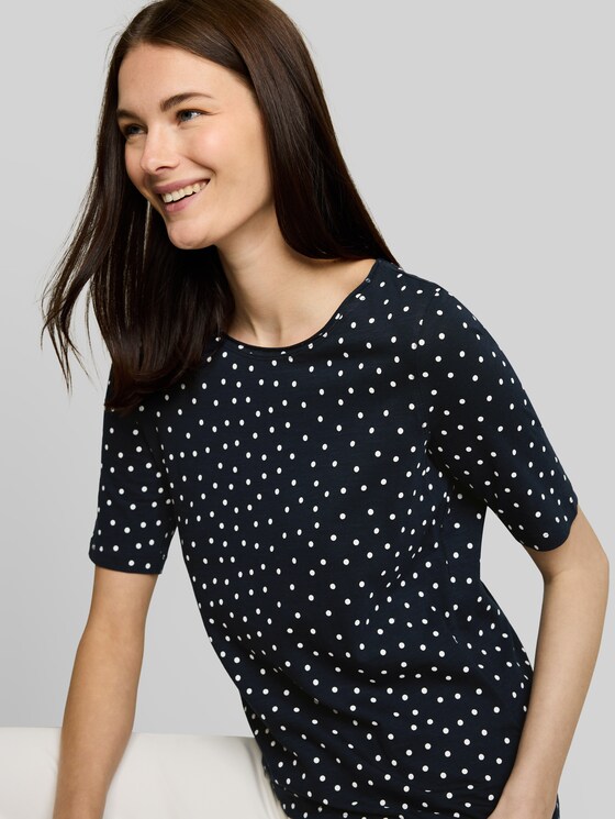 T-shirt with polka dot pattern - navy white small dot design
