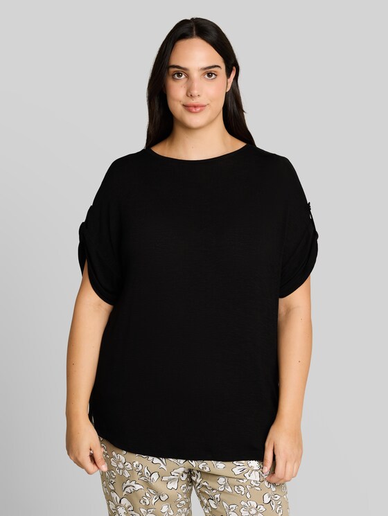 Plus Size - T-shirt with turn-up feature - deep black