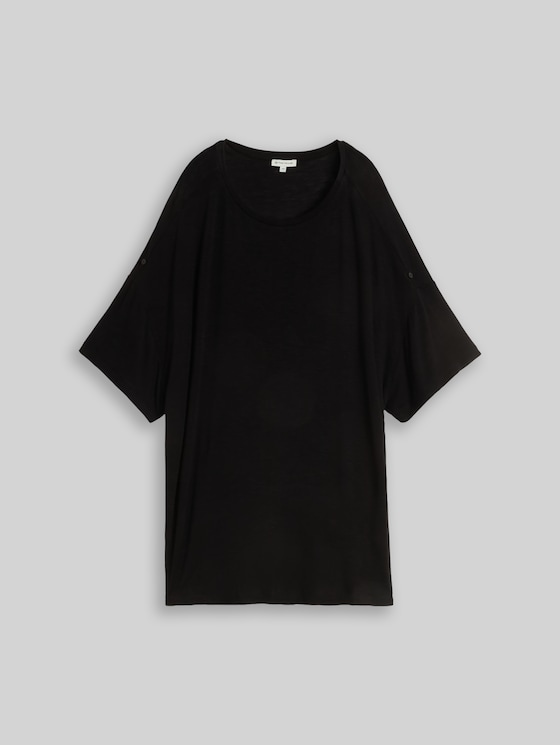 Plus Size - T-shirt with turn-up feature - deep black