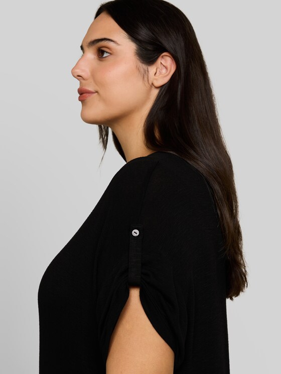 Plus Size - T-shirt with turn-up feature - deep black