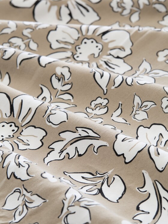Plus Size - viscose blouse - olive big flower design