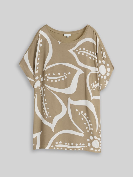 Plus Size - T-shirt in a mix of materials - Silver Olive