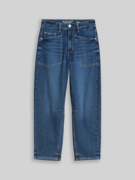 TTCELIA BARREL jeans with patch pockets - Used Mid Stone Blue Denim