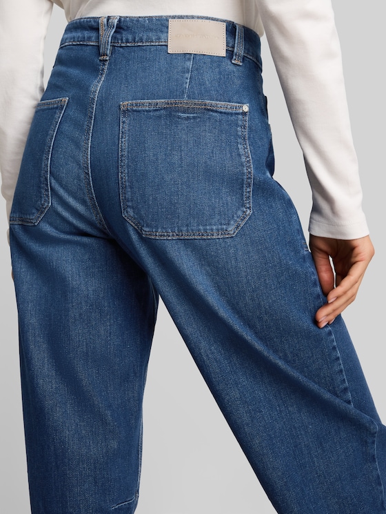 TTCELIA BARREL jeans with patch pockets - Used Mid Stone Blue Denim