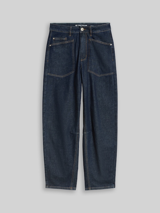 TTCELIA BARREL jeans with patch pockets - Rinsed Blue Denim
