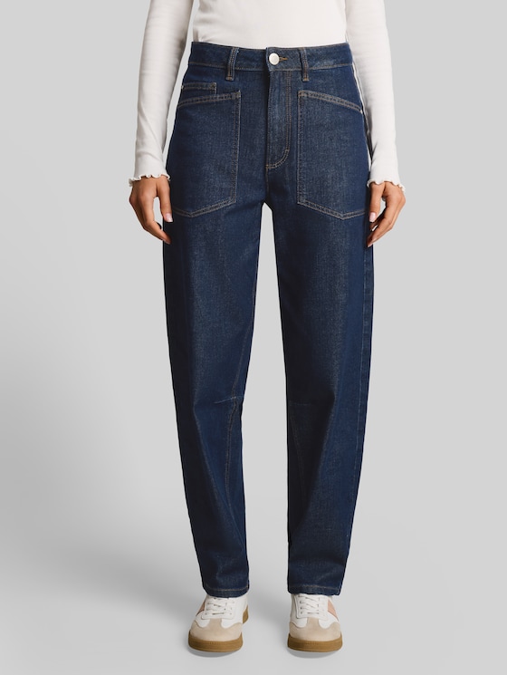 TTCELIA BARREL jeans with patch pockets - Rinsed Blue Denim