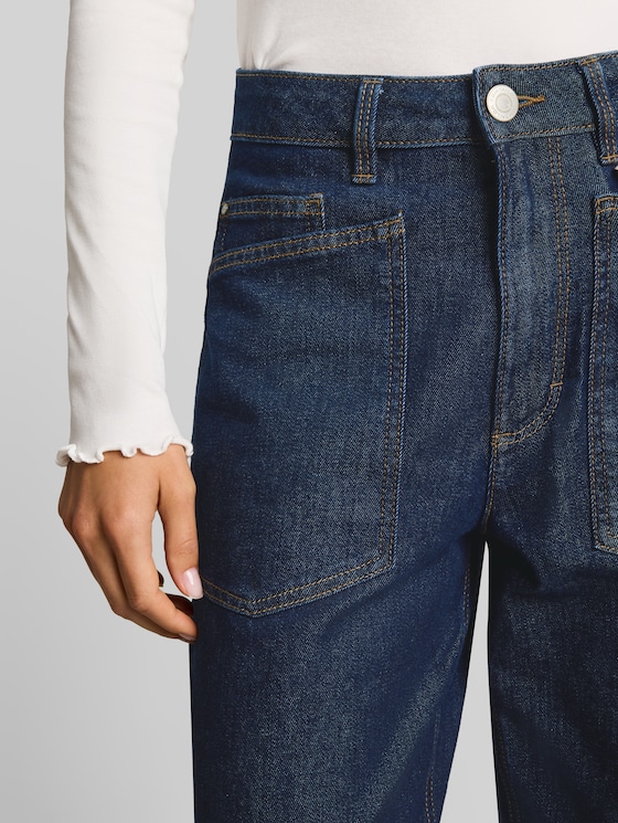 TTCELIA BARREL jeans with patch pockets - Rinsed Blue Denim