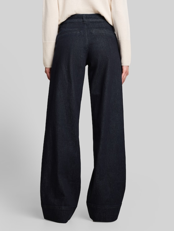 TTLUNA WIDE jeans with belt - Clean Rinsed Blue Denim