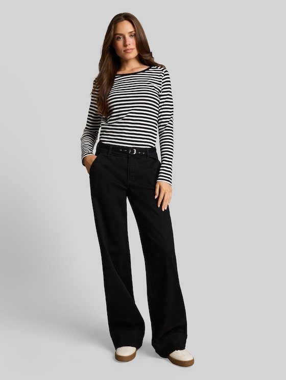 TTLUNA WIDE jeans with belt - black denim