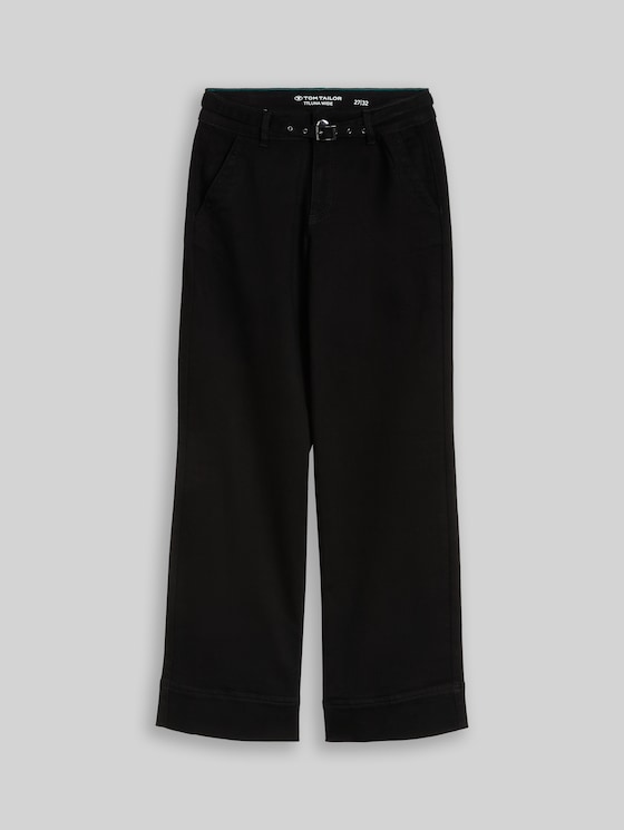 TTLUNA WIDE jeans with belt - black denim