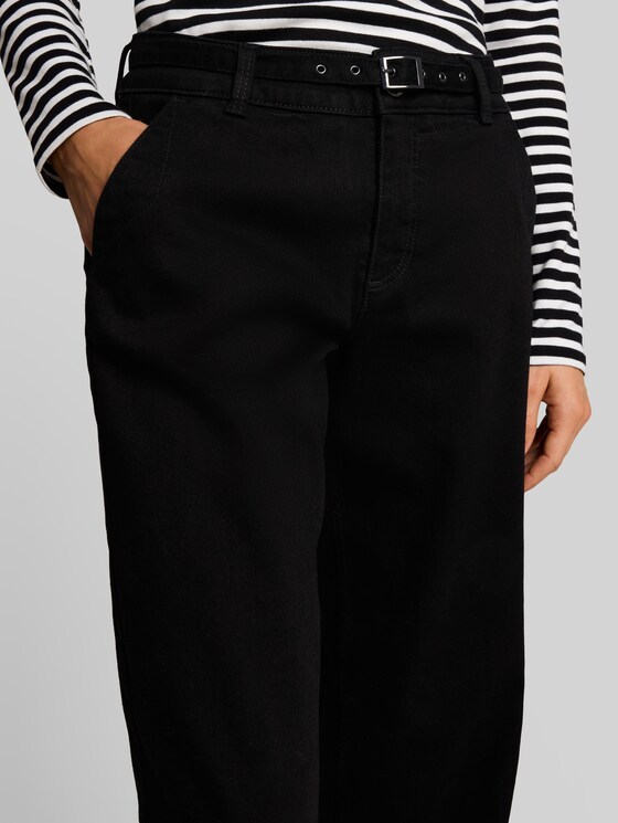 TTLUNA WIDE jeans with belt - black denim