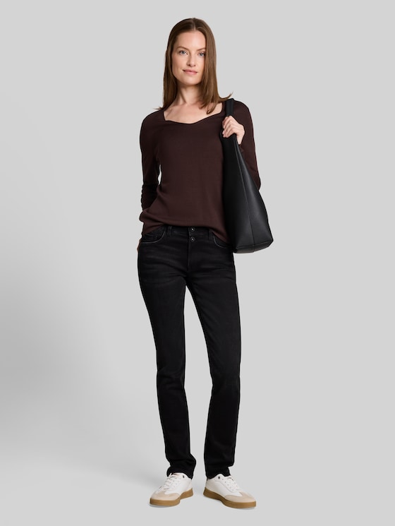 TTLIVA STRAIGHT jeans with stretch - black black denim