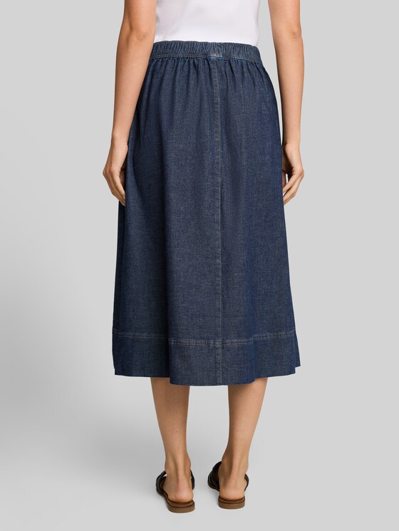 Midi denim skirt with pockets - Blue Rinse Denim