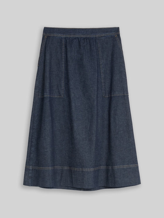 Midi denim skirt with pockets - Blue Rinse Denim